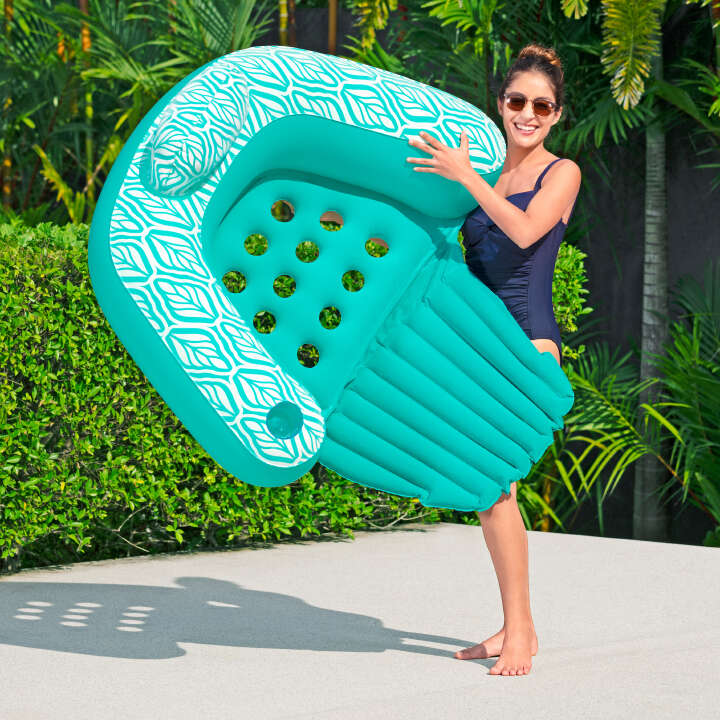 Bestway Poolsessel Comfort Plush Deluxe mit Kopfkissen und Getränkehalter